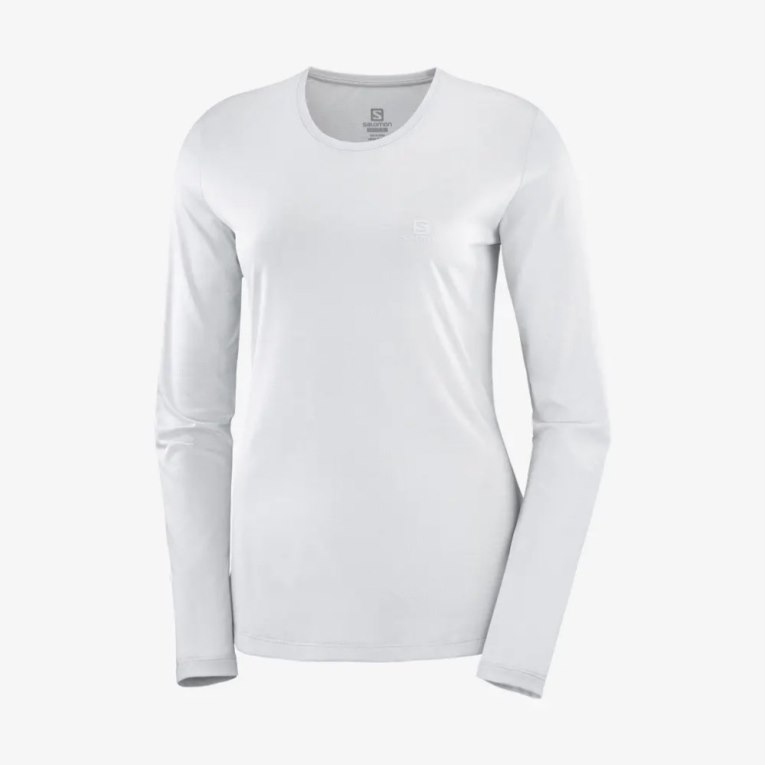 Camiseta Salomon Agile Long Sleeve Feminino Branco | PT M69203